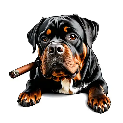 Rottweiler, dog tags, cigar tattoo design idea