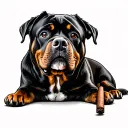 Rottweiler, dog tags, cigar tattoo design idea