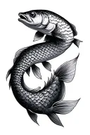 fish scales balancing life tattoo design idea