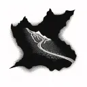 A guitar neck morphing into a winding mountain road tattoo design idea