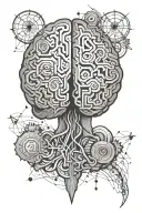 brain with ADHD symbols hidden message tattoo design idea