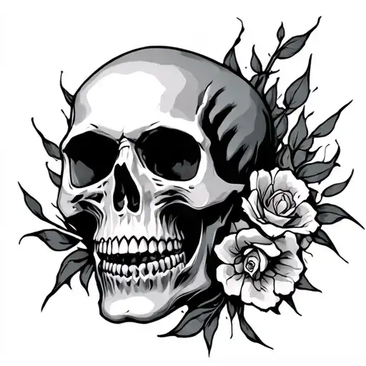 d an m skull tattoo design idea