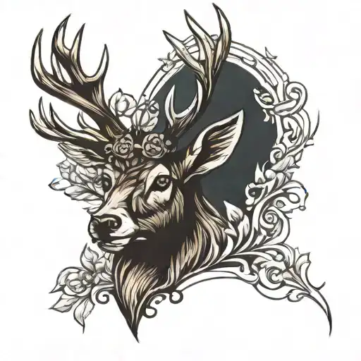 stag head tattoo design idea