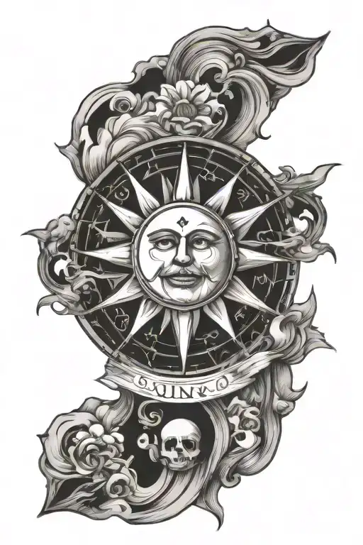 the sun tarot card tattoo design idea