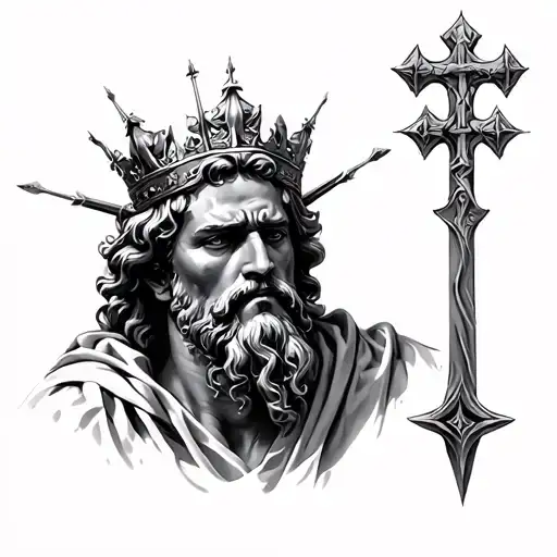 Christian king david vs goliath realism style tattoo tattoo design idea