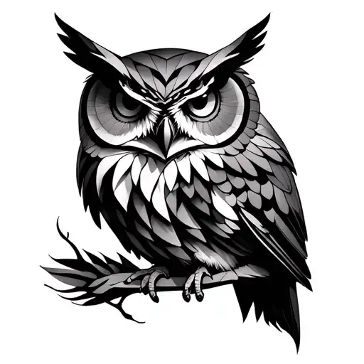 Geometric Owl Chest Tattoo tattoo design idea