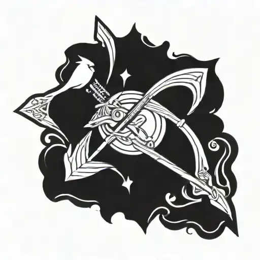 mirror and bow and arrow tattoo design idea