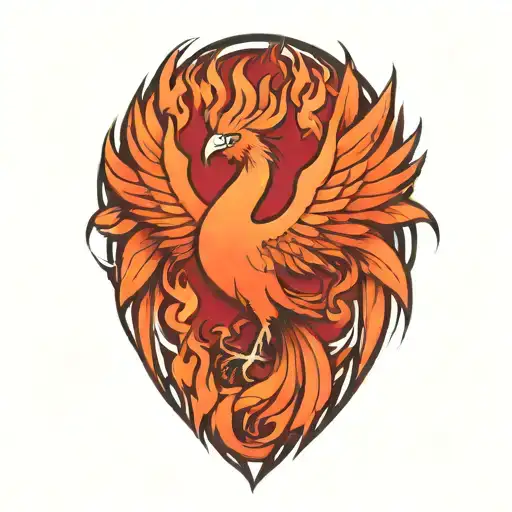 asymetrical phoenix bird rising from the ashes with no background tattoo design idea