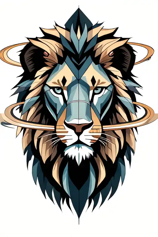 Tattoo of Geometric lion with saturn rings on forearm tattoo design idea