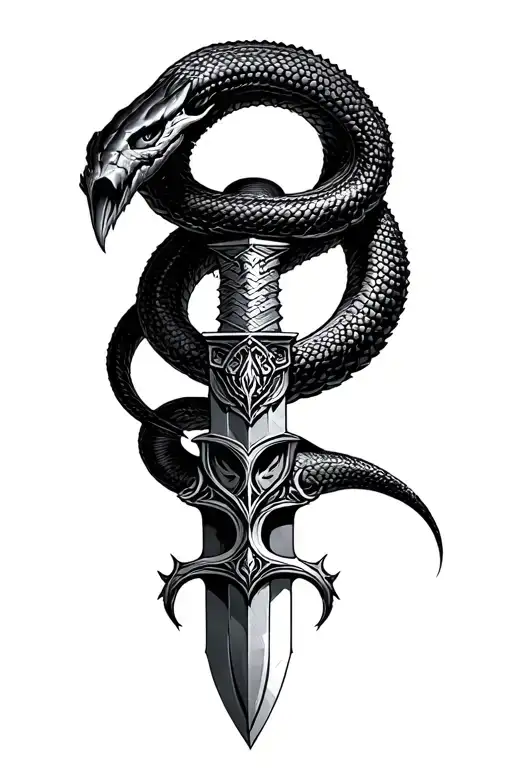 warlock dagger snake tattoo design idea