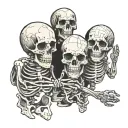 three skeletons holding hand tattoo design idea