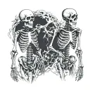 three skeletons holding hand tattoo design idea