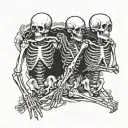 three skeletons holding hand tattoo design idea
