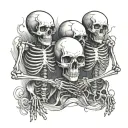 three skeletons holding hand tattoo design idea