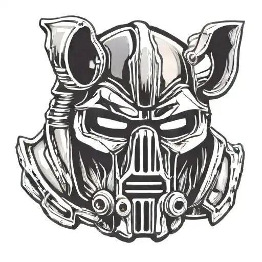 MF DOOM cartoon style mask tattoo design idea