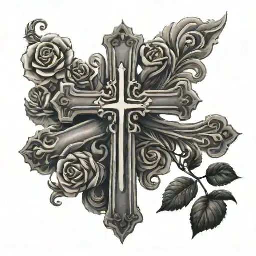 Cross with names incorporated tattoo design idea