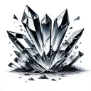 broken crystal multi pieces on ground looking tattoo design idea