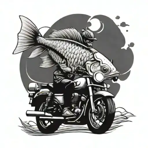 pisies fish riding motorcycles tattoo design idea