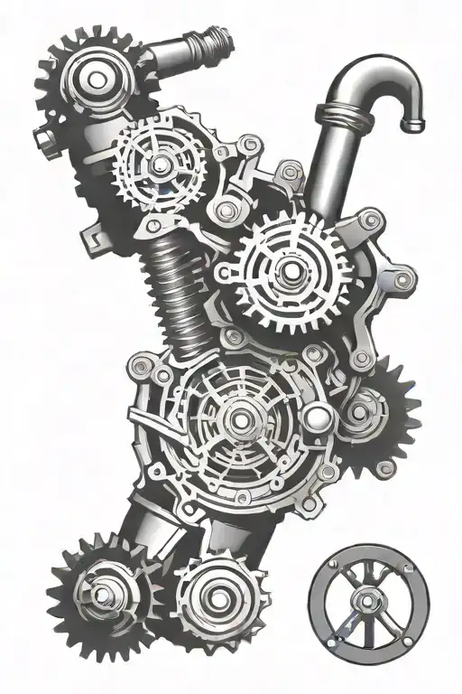 nő halàl auto motor camshaft tattoo design idea