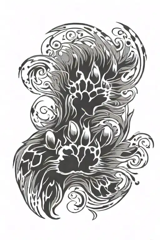 wolf paw print tattoo design idea