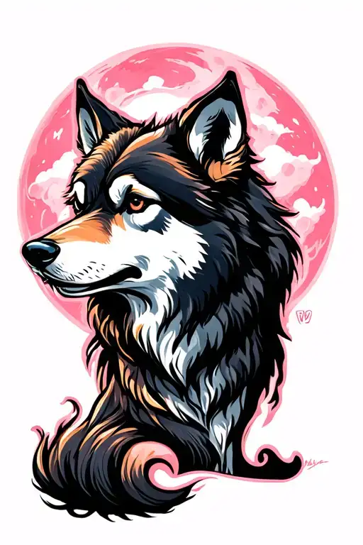 virgo wolf moon tattoo design idea