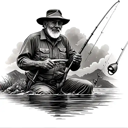 Grandpa fishing and hunting memorial tattoo 09/11/1956-01/03/2022 tattoo design idea