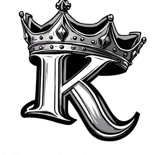 king crown with letter k under the crown tattoo design idea