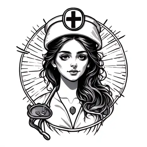 nurse symbolizing healing tattoo design idea