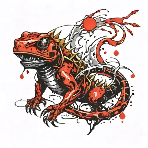 warhammer 40k Salamander emerging in the fire tattoo design idea