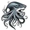 poseidon, octopus, angy shark tattoo design idea