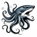 poseidon, octopus, angy shark tattoo design idea