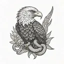 eagle eating snake outlined by cactus tattoo design idea