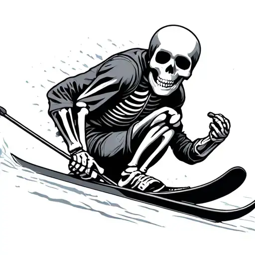 Skeleton Skiing tattoo design idea