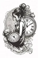Banksy girl with dissolving clock tattoo design idea