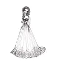 rag doll, long evening dress tattoo design idea