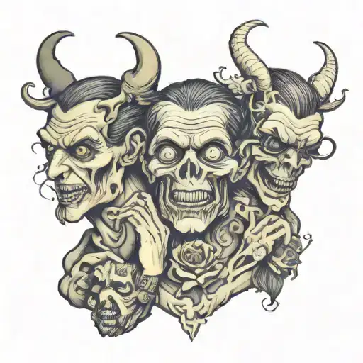 hear no evil see no evil speak no evil human faces tattoo design idea