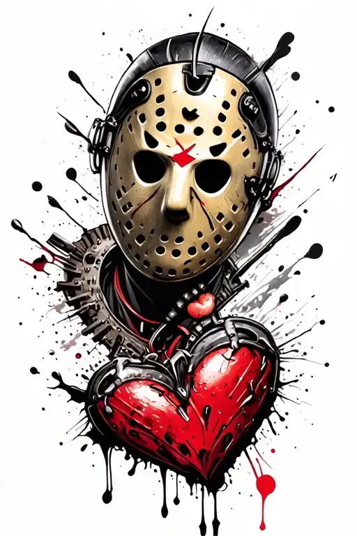 Jason Voorhees inside a heart shape tattoo design idea