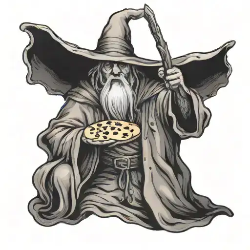a Swiss cheese wizard casting a spell tattoo design idea