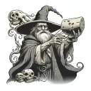 a Swiss cheese wizard casting a spell tattoo design idea