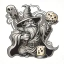 a Swiss cheese wizard casting a spell tattoo design idea