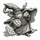 a Swiss cheese wizard casting a spell tattoo design idea