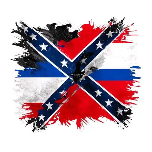 russian flag mixed with confederate flag merged tattoo design idea