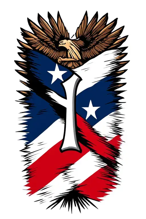 puerto rican flag cuban flag New York Yankees logo a cross tattoo design idea