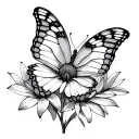butterfly in aster flower tattoo design idea