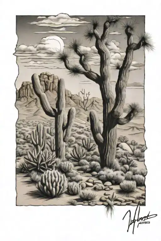 Tucson Arizona desert landscape tattoo design idea