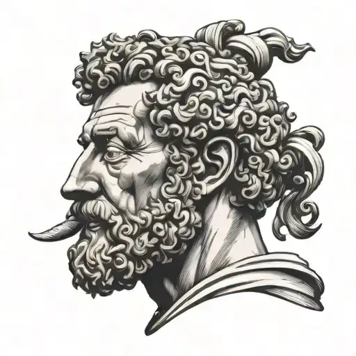 Marcus Aurelius half face tattoo design idea