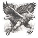 Wolf eagle flying bear standing tattoo design idea