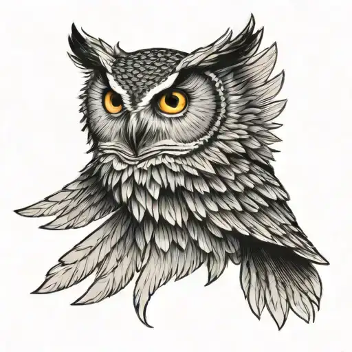 side view of owl wings spread in the air coming down as if it was striking prey  tattoo design idea