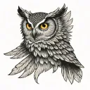 side view of owl wings spread in the air coming down as if it was striking prey  tattoo design idea