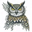 side view of owl wings spread in the air coming down as if it was striking prey  tattoo design idea